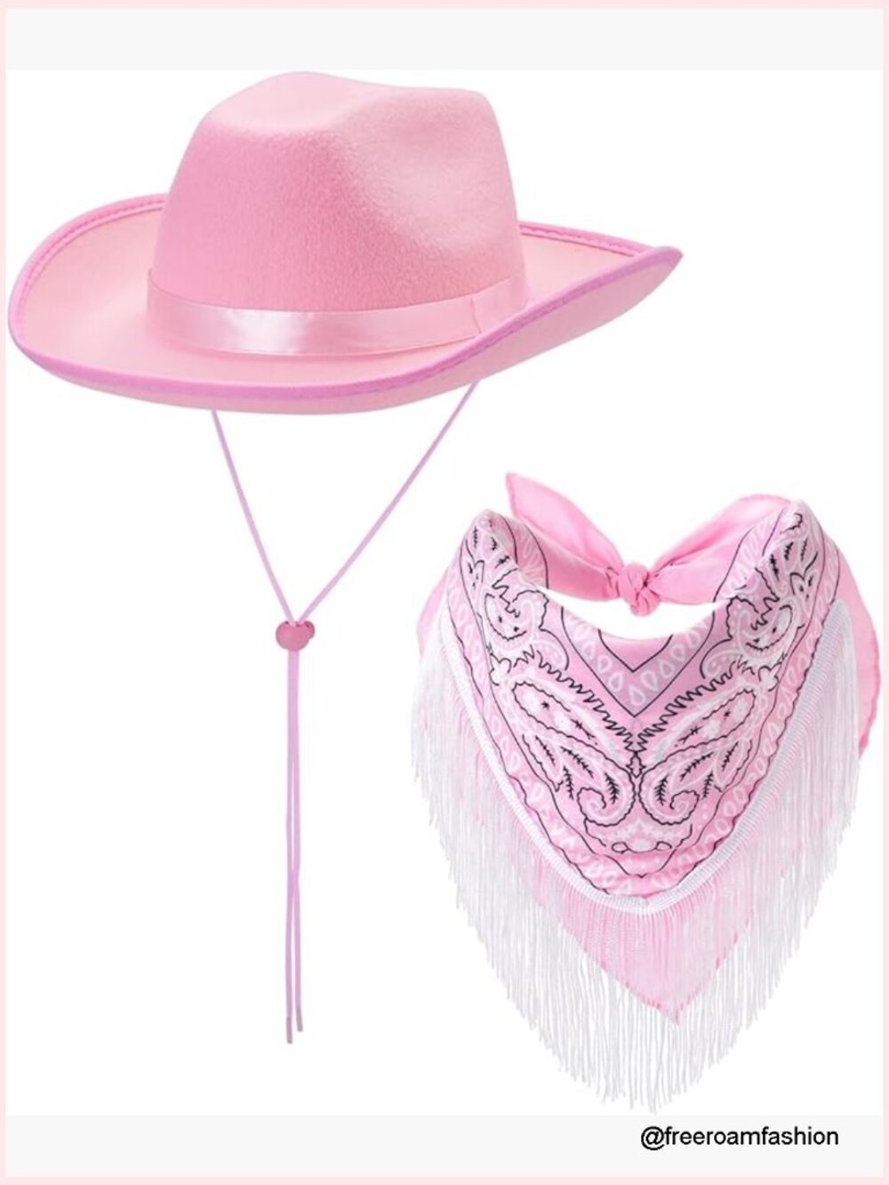Cowgirl Costume Set with Sequins Cowboy Hat and Tassel Scarf